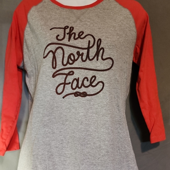 The North Face Tops - The North Face Red and Gray Raglan Shirt